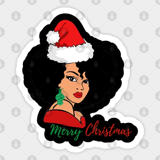 Black Woman Santa, Black Mrs Santa Claus, African American Santa, Merry Christmas Sticker by UrbanLifeApparel